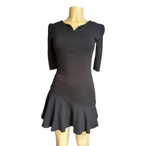 Hight Street Women's Black Fit Flare Mini Dress Stretch  Elegant Chic Size S
